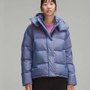 Lululemon Women's Wunder Puff Down Jacket Heathered Wild Indigo Size 14 Purple